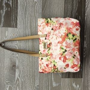 Calvin Klein floral pink and green small tote bag